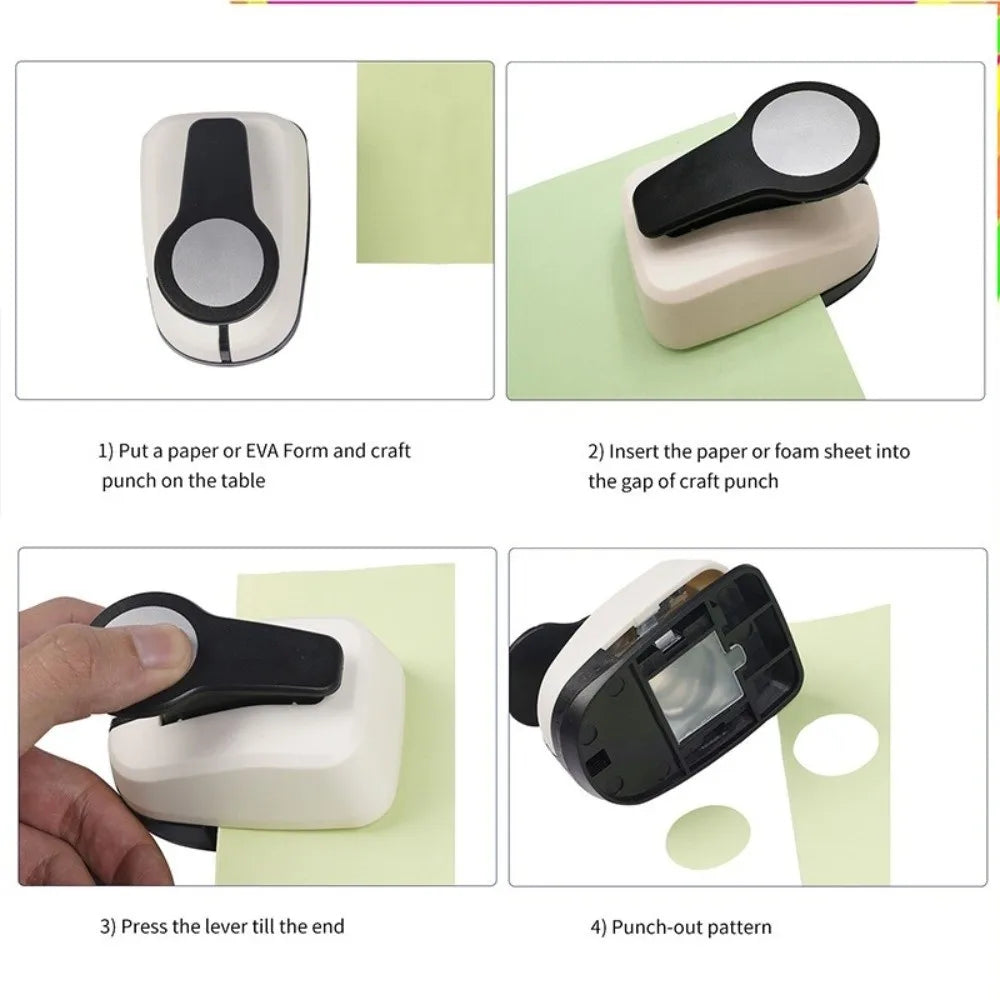 9/16/25 Mm Shape Hole Punch Press-Type Labor-saving Round Paper Punch Multi-Pattern Comfortable Grip Embossing Machine Peaceful Pleasures Health and Wellness