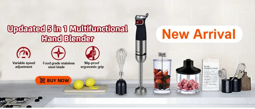 BioloMix HB-3302 1200W 5-in-1 Immersion Hand Blender | Mixer Peaceful Pleasures Health and Wellness