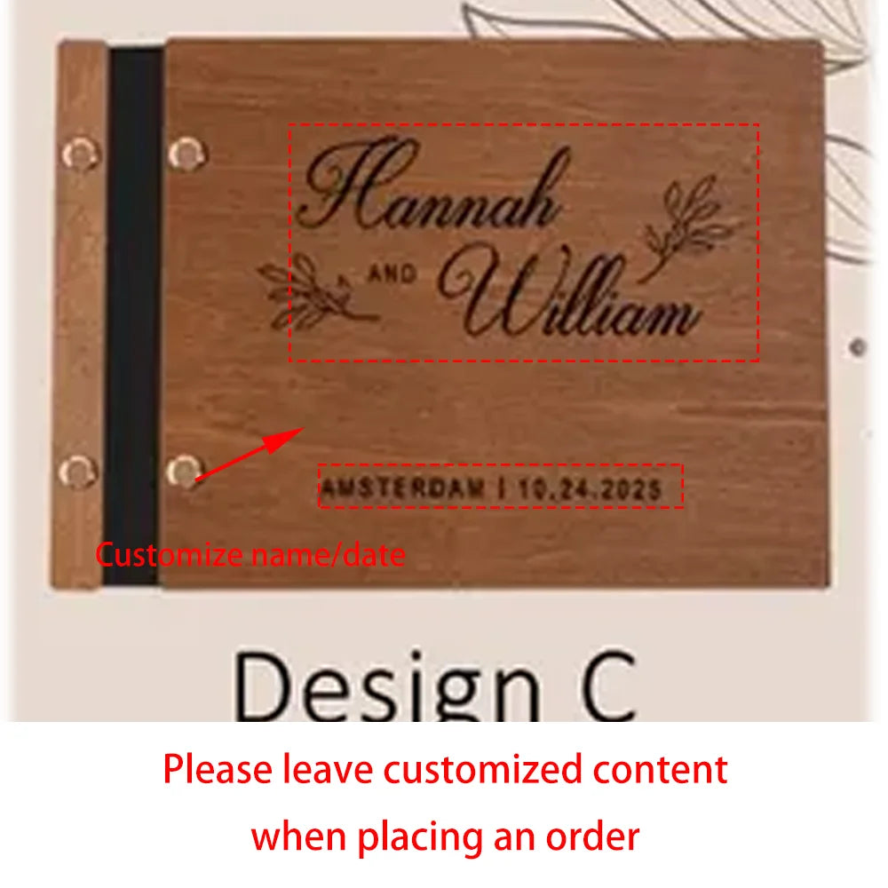 Personalized Wooden Wedding Guest Book | Engraved Keepsake