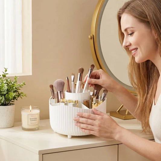 360° Rotating Makeup Brush Holder | Transparent Organizer Makeup Brush Organizer Peaceful Pleasures Health and Wellness