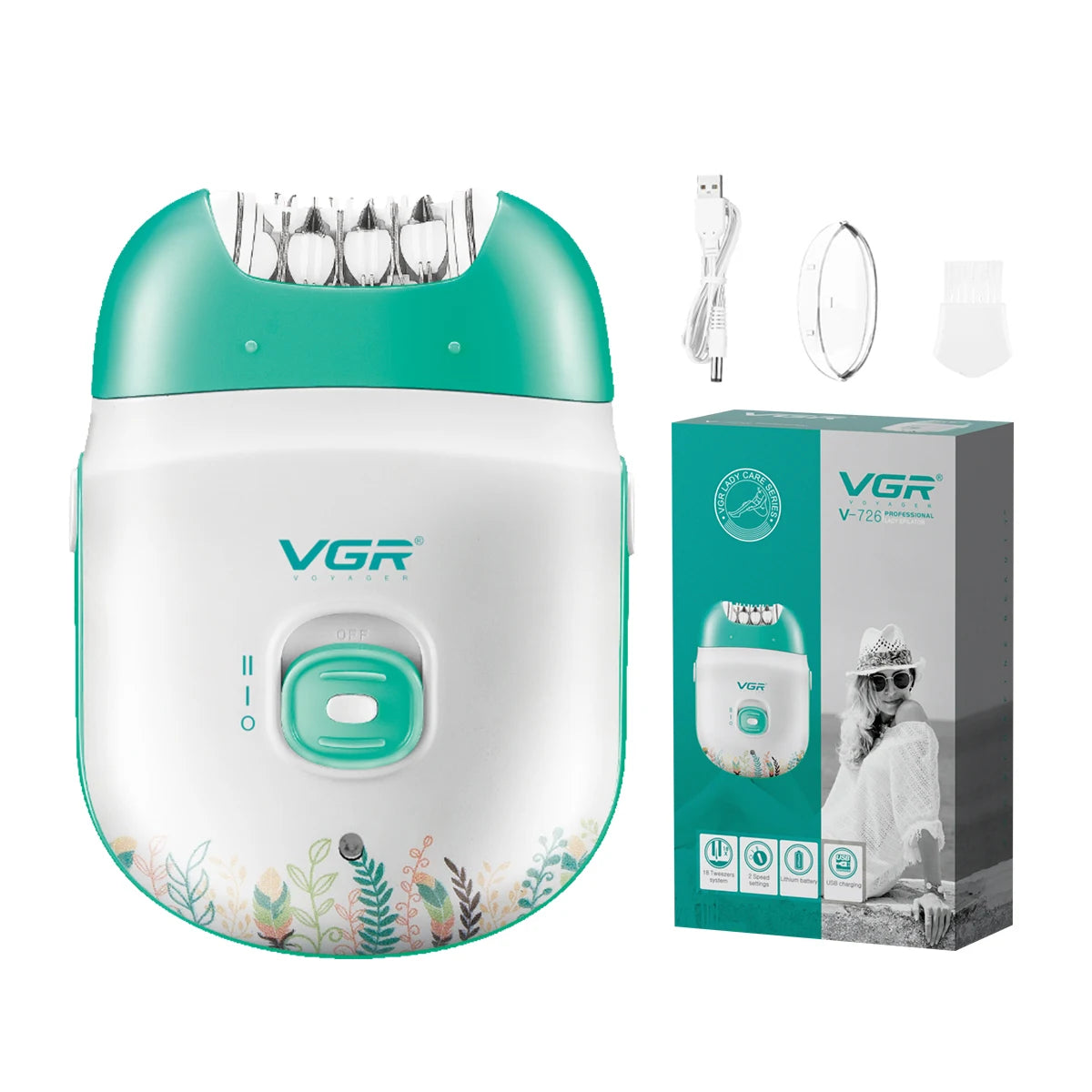 VGR 726 New Epilator Women Shaver Mini Plucker USB Rechargeable Electric Pedicure for Face Legs Bikini Peaceful Pleasures Health and Wellness 726 usb