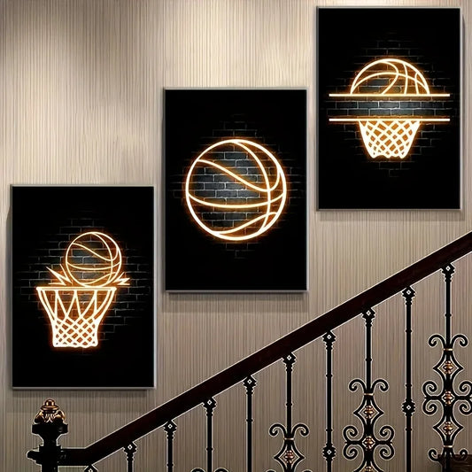 2D Flat, 3pcs Basketball Posters and Prints Wall Art, Modern Murals, Teenage Boys Room Decoration Picture, Frameless Peaceful Pleasures Health and Wellness 50x75cm No Frame ZLH11356-3pcs