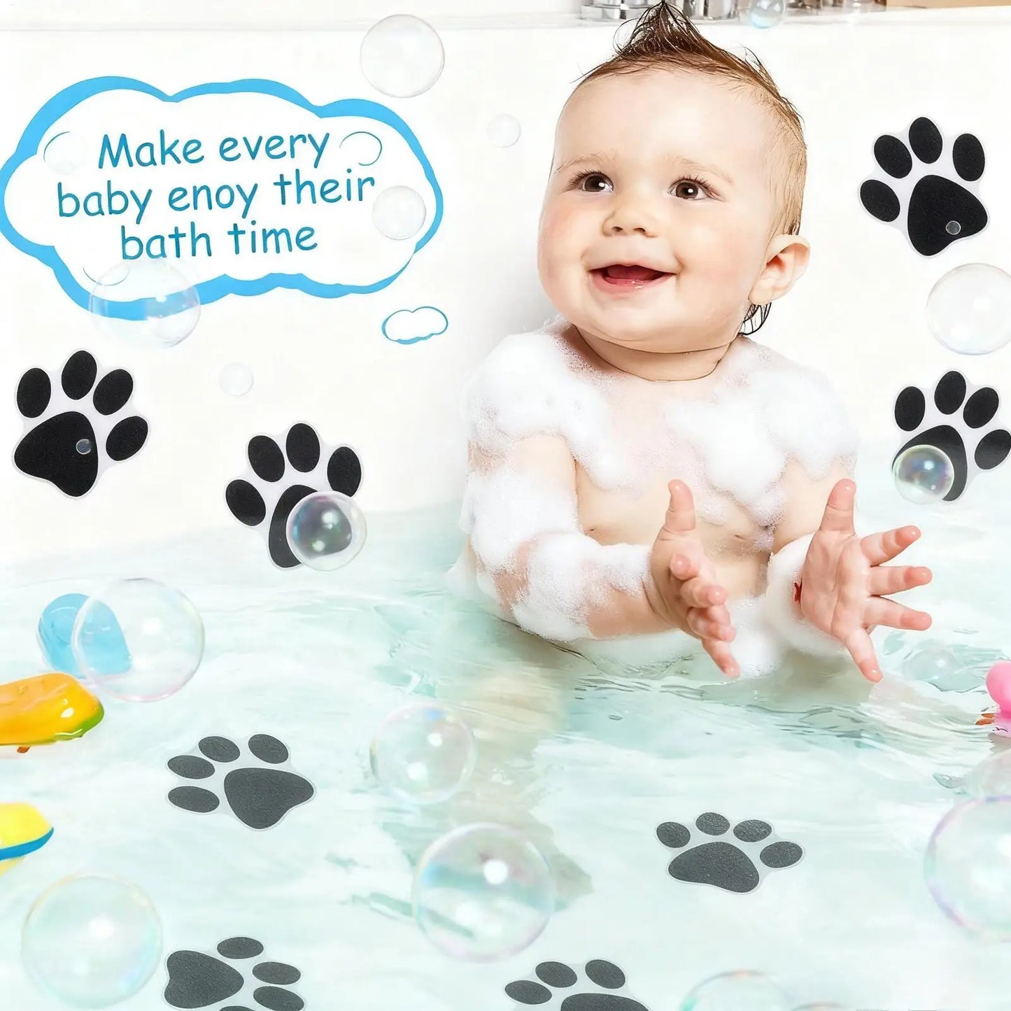Dog Paw Non-Slip Bath Stickers 20-Pack | Kids & Elderly Safety
