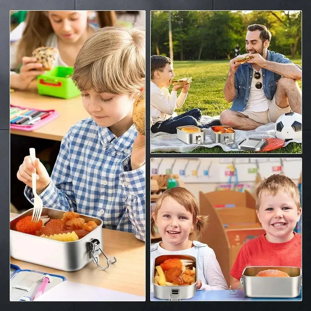 Stainless Steel Bento Box Metal Lunch Box Food Storage Containers with Lockable Clips Lunch Snack Boxes for Work,School Peaceful Pleasures Health and Wellness