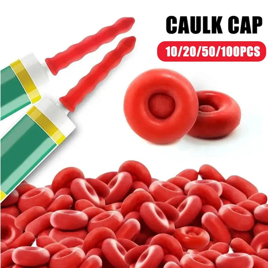 10pcs Caulking Gun Nozzles Cap Red Caulk Saving Caulk Saver Tube Covers for Sealing Preserving Finishing Construction Tools ﻿ Peaceful Pleasures Health and Wellness