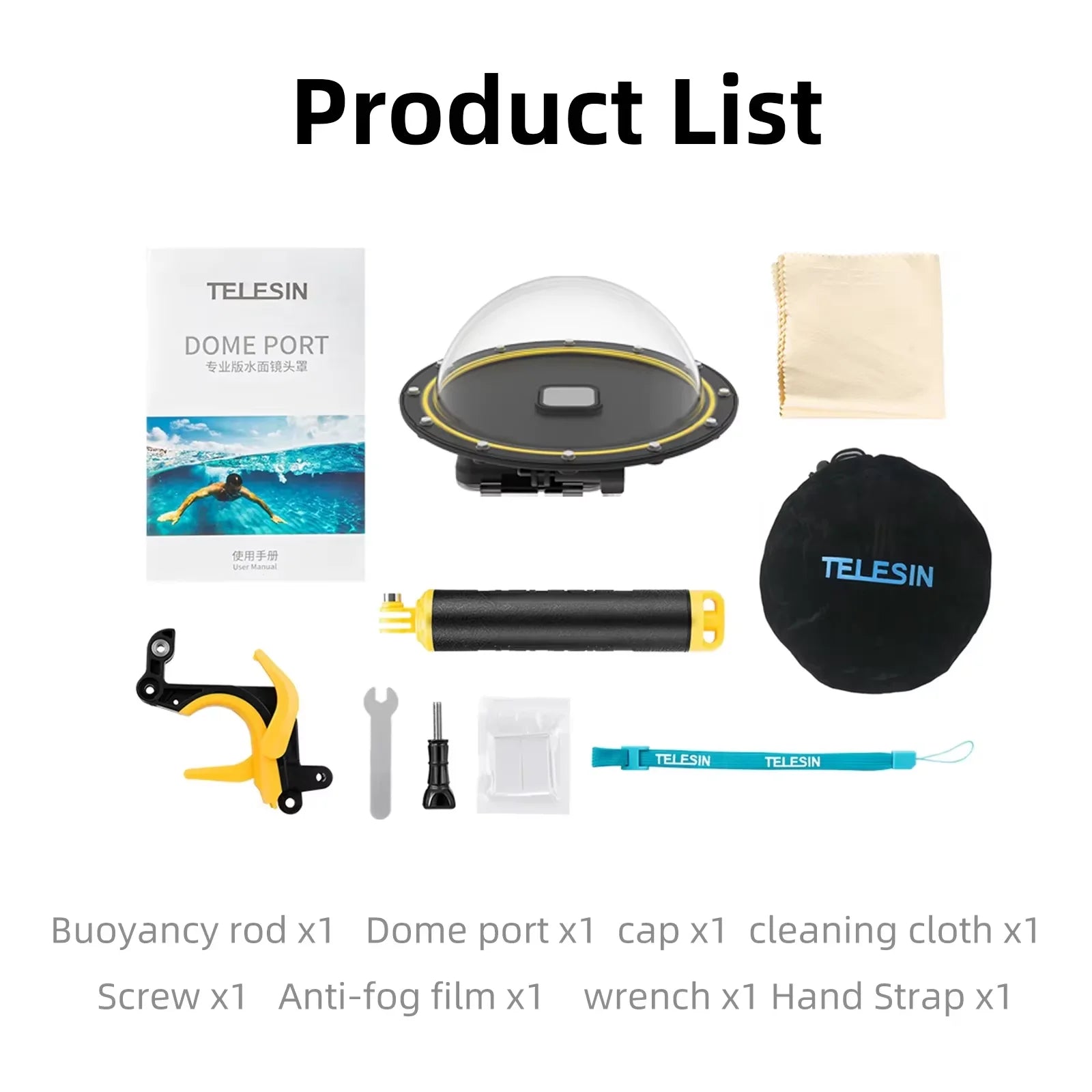 TELESIN 30M Waterproof 6'' Dome Port Underwater Housing Case With Floating Handle Trigger For GoPro Hero 13 12 11 10 9 8 Peaceful Pleasures Health and Wellness For Hero 9 -13 China Mainland