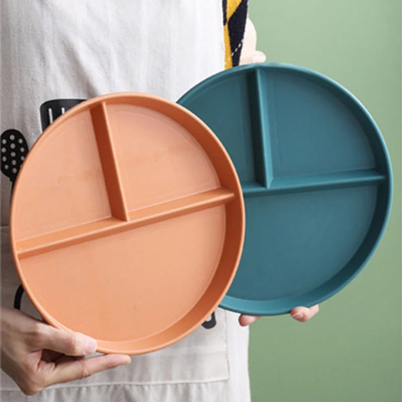 Three-Grid Eco-Friendly Wheat Straw Divided Plate Fruit Salad Food Tray Dinner Plate Compartment Plate Kitchen Dinnerware Plates Peaceful Pleasures Health and Wellness