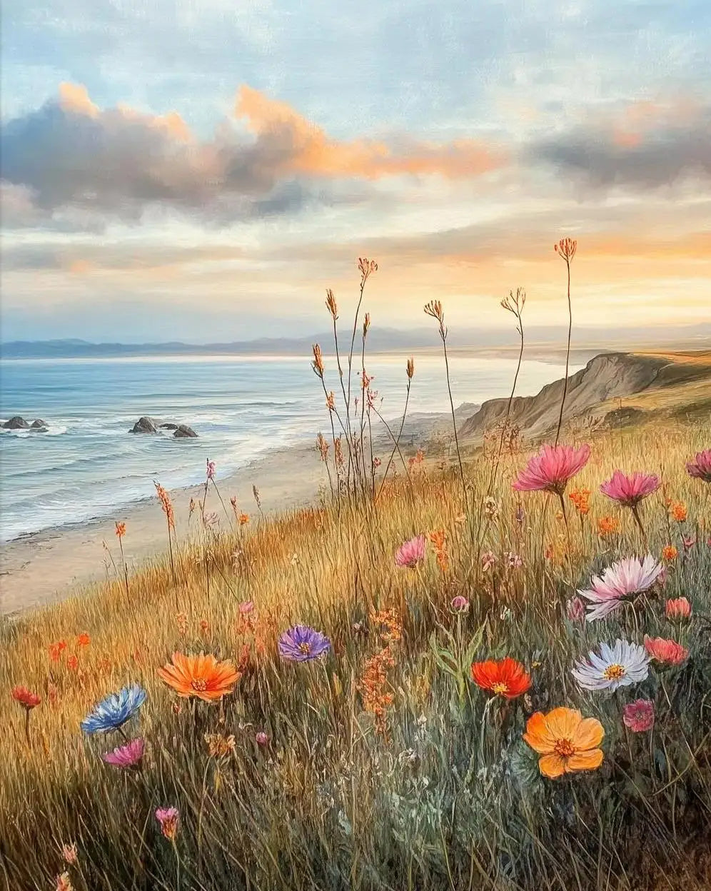 Retro Wildflower Farmhouse Canvas Wall Art | Unframed Print