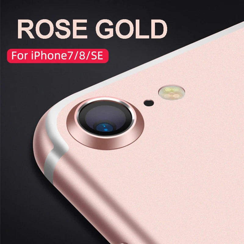 Lens Protection Circle For iPhone7 8 SE2 Bulletproof Screen Protector Camera Metal Phone Protective Cover Glass Film Accessories Peaceful Pleasures Health and Wellness Rose gold for iPhone SE2