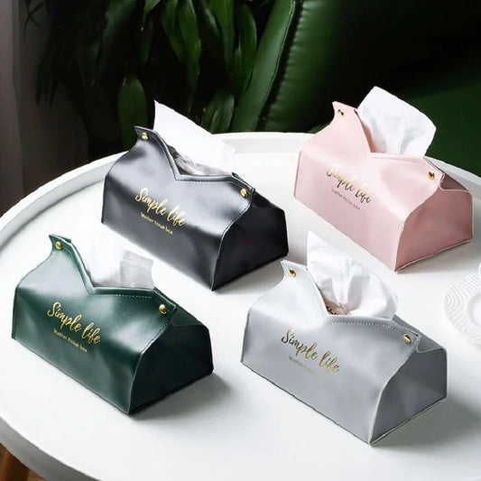 Leather Tissue Box Napkin Holder Car Tissue Box Home Living Room Holder Case Storage Hotel Carton Household Home Large Storage Peaceful Pleasures Health and Wellness