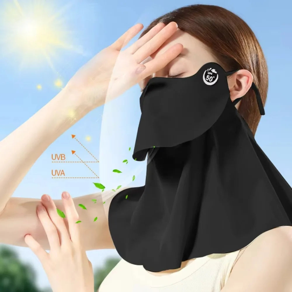 Summer Ice Silk Sun Protection Mask for Women UPF50+ Anti-UV Balaclava Scarf Outdoor Cycling Hiking 360° Face Neck Cover Peaceful Pleasures Health and Wellness