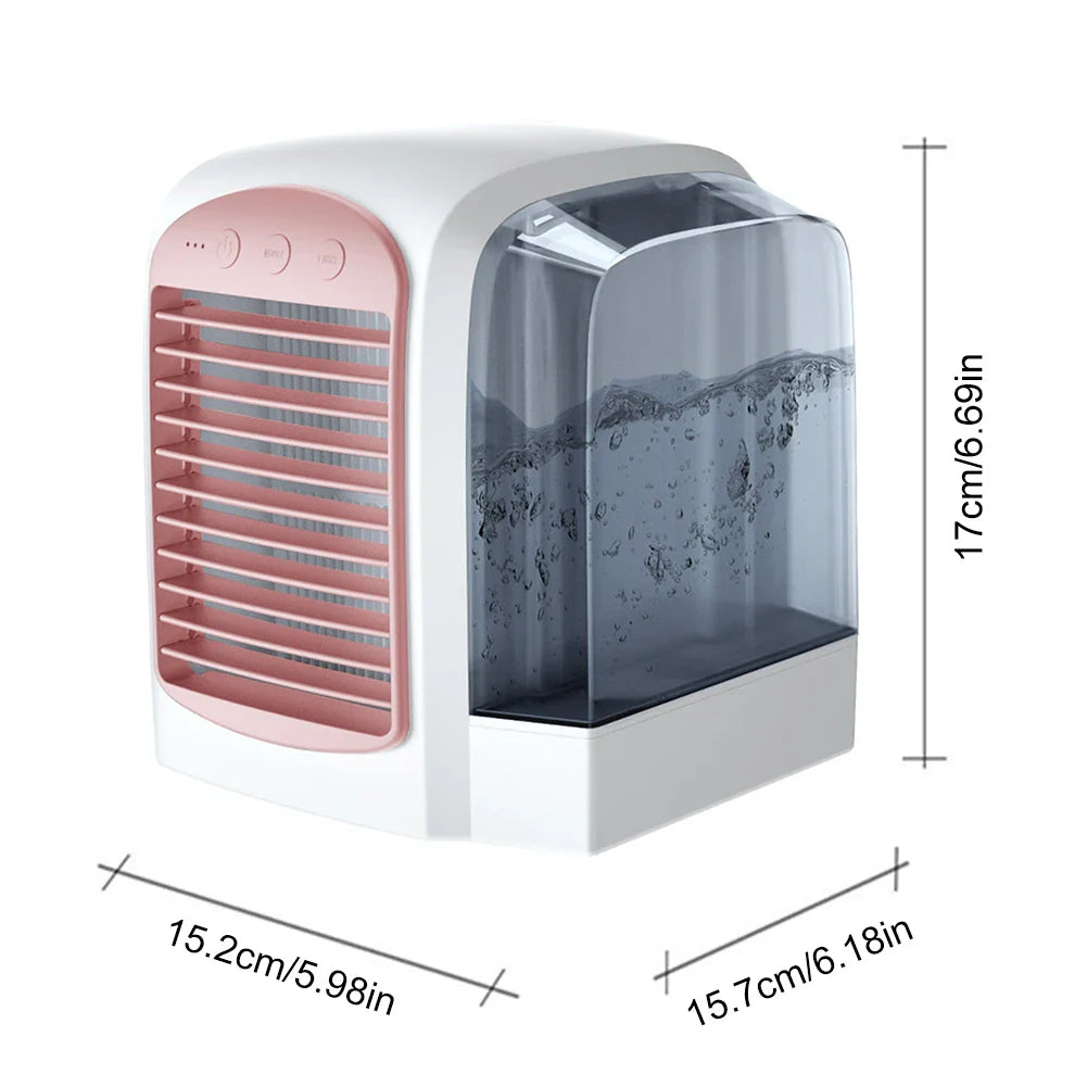 Portable Mini Air Cooler & Humidifier – 380ml USB Desk Fan