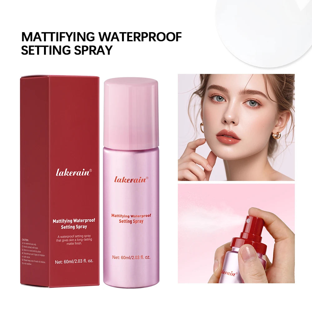 Long-Lasting Setting Spray Glossy Matte Base Makeup Oil Control Waterproof Moisturizing Make-up Fixer Spray for All Skin Style Peaceful Pleasures Health and Wellness Pink