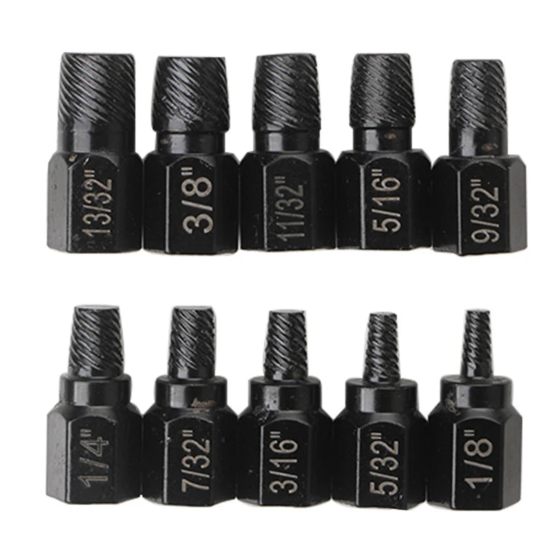 10Pcs Multi-Spline Screw Extractor Screw Extractor Kit Alloy Steel Damaged Screw Remover Set Easy Out Drill Bit Screws Bolt Stud Peaceful Pleasures Health and Wellness
