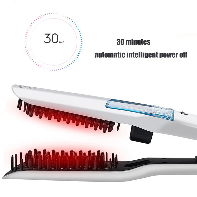 Professional Ceramic Flat Iron Portable Hair Straightener LCD Display PTC Heating Temperature Adjustment Steam Peaceful Pleasures Health and Wellness