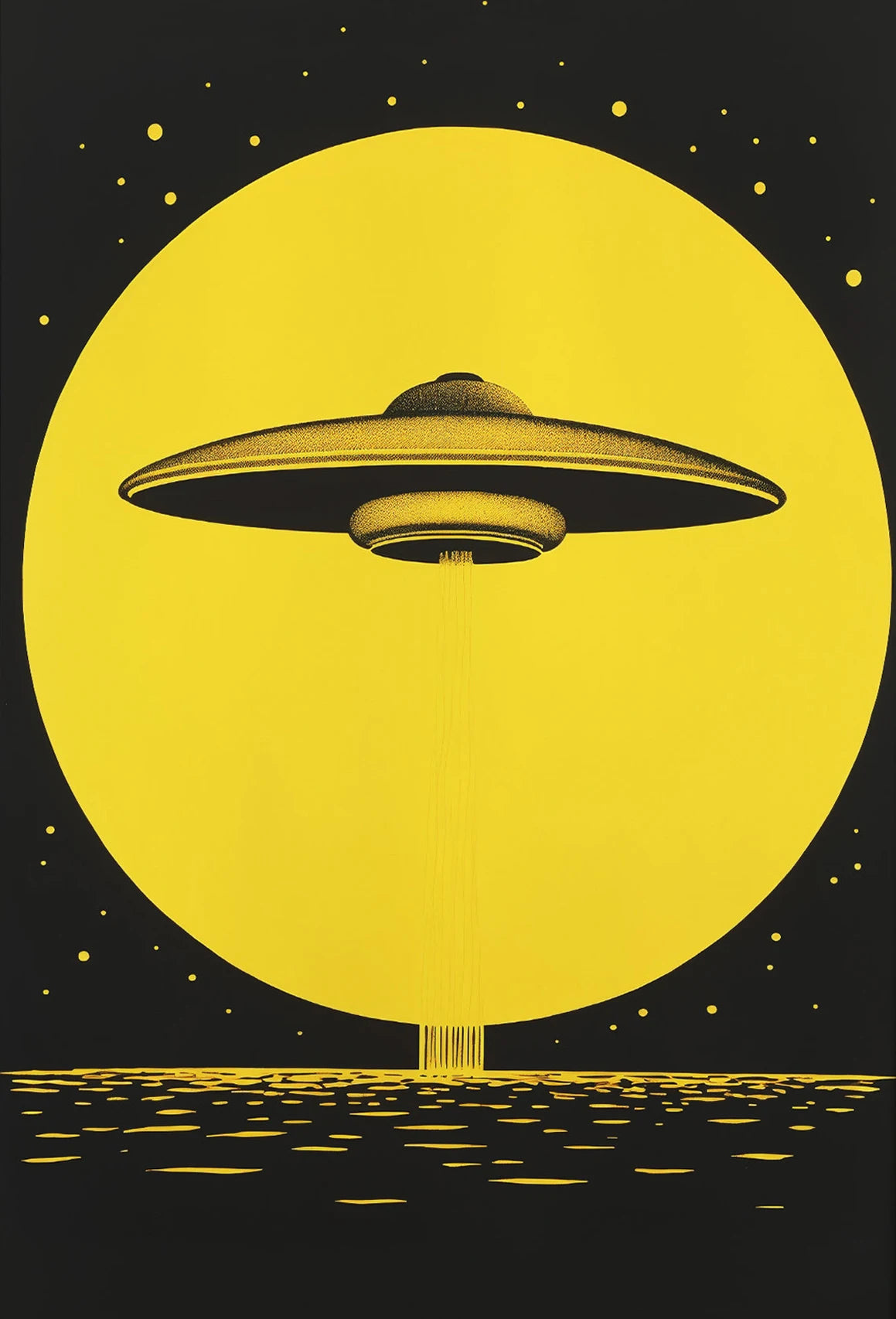 UFO Alien Cow Abduction Canvas Print | Retro Sci-Fi Wall Art Canvas Wall Art Print Peaceful Pleasures Health and Wellness 1 50x70cm Unframed