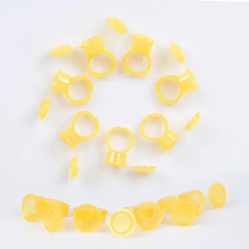 Disposable Permanent Makeup Tattoo Ink, Eyelash Extension Glue Cups with Lids, 50pcs Tattoo Pigment Holder Rings Peaceful Pleasures Health and Wellness