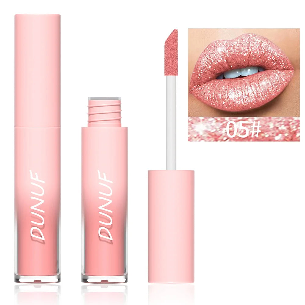 DUNUF Glitter Lip Gloss 18 Colors | Diamond Shimmer Liquid Lipstick