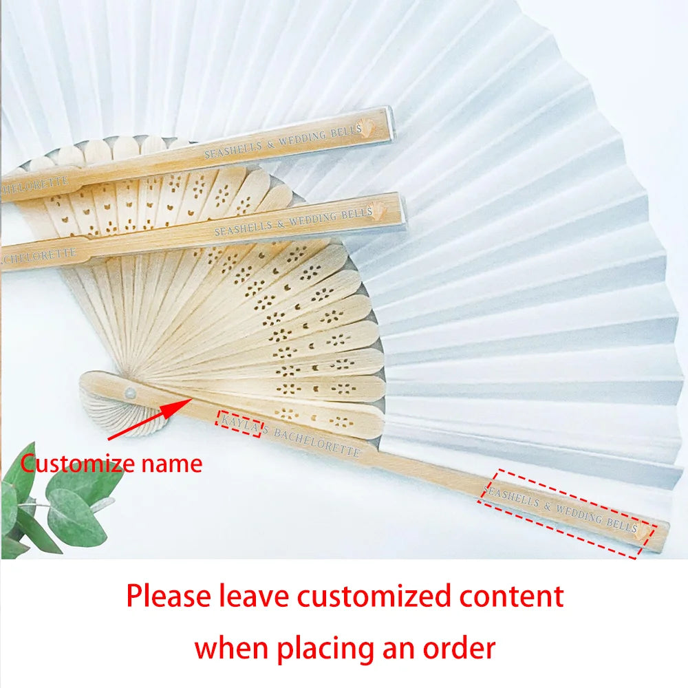 Personalized Seashell Folding Fan – Beach Wedding & Bachelorette Favor