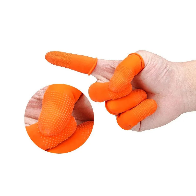 100Pcs Anti-slip Finger Cover Orange Color Durable Protective Finger Cover Thickened Latex Protective Finger Guard Peaceful Pleasures Health and Wellness