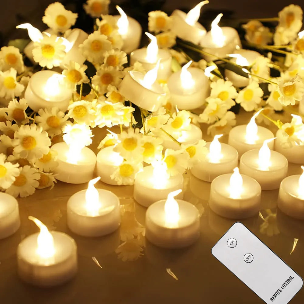 Candles 12/24 Pack Warm Yellow Flameless LED Tea Lights Battery Operated 200+Hours For Aniversary Wedding Home Table Decoration Peaceful Pleasures Health and Wellness