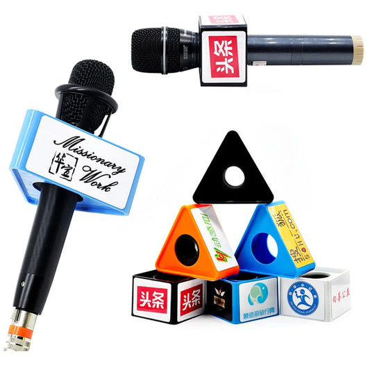 Interview Mic Flag Stand – ABS Logo Holder 38mm Square/Triangle Mic Flag Stand Oasis Select
