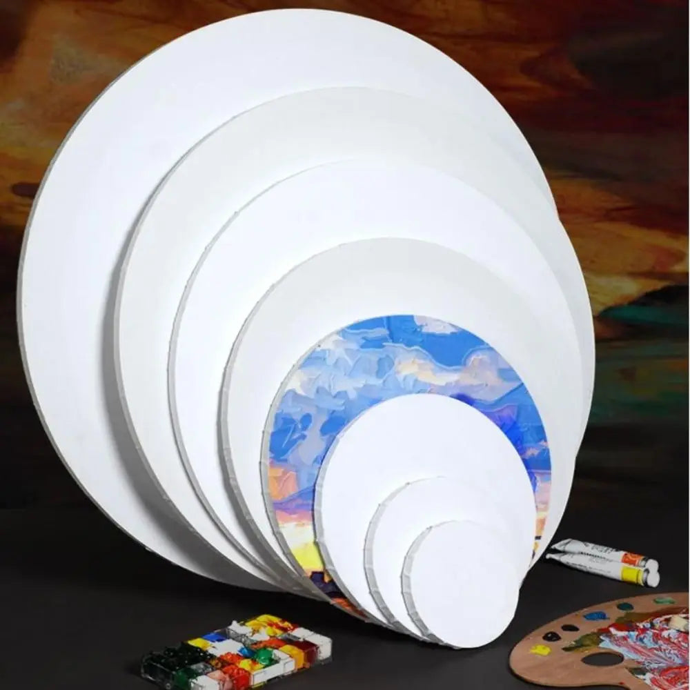 Round Cotton Painter Oil Paint Thicken Wooden Picture Frame Painting Board Circle Canvas Drawing Board Peaceful Pleasures Health and Wellness
