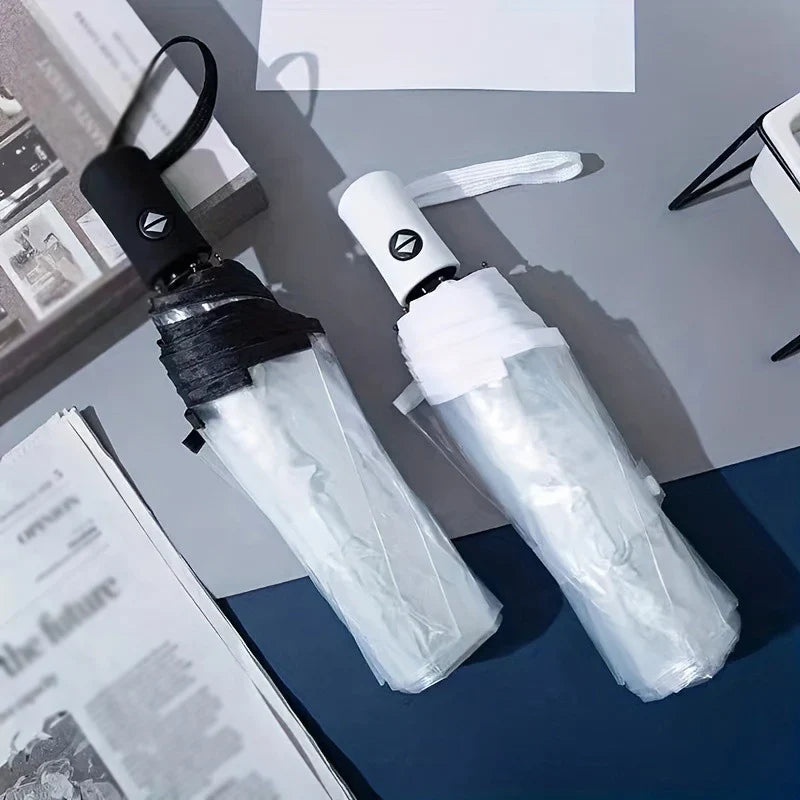 Foldable Transparent Umbrella – Auto Open, Wind-Resistant 3-Fold