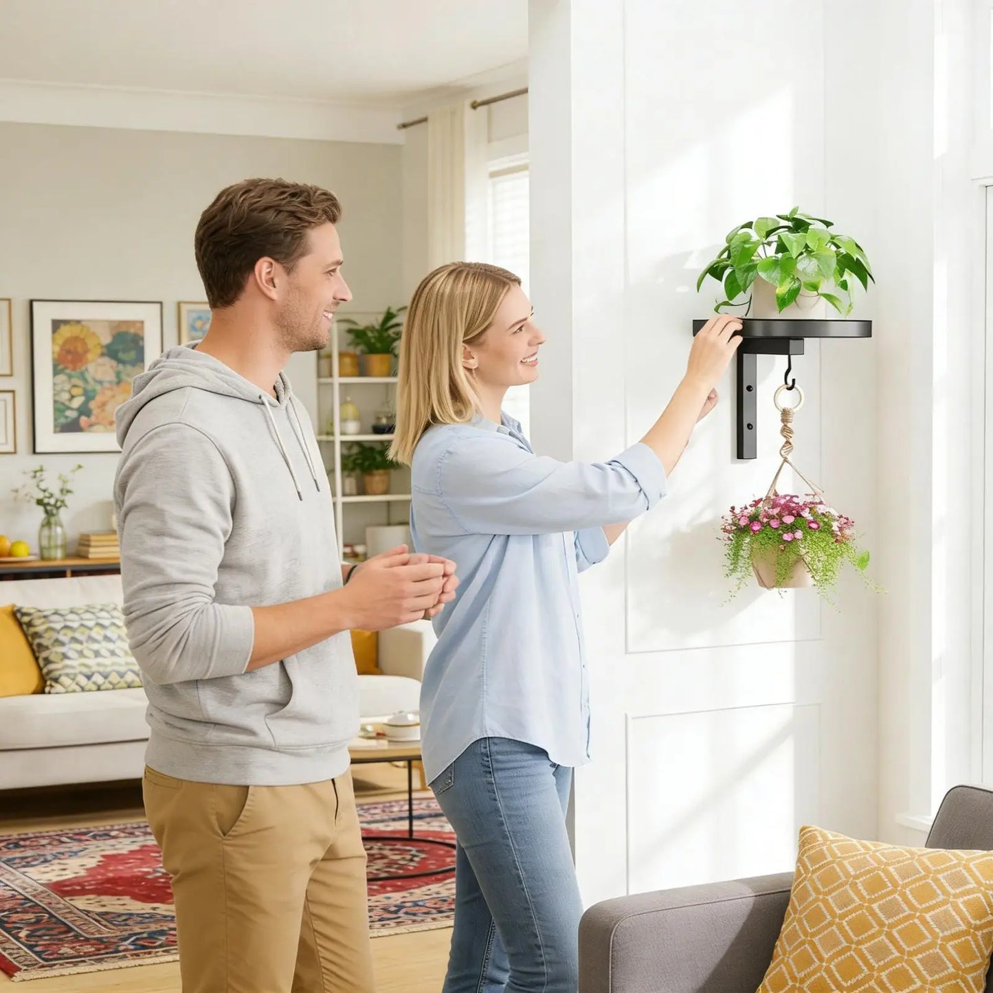 Plant Wall Hanger Decorative Metal Flower Rack Stand Plant Wall Shelf For Indoor Flower Outdoor Corner Kitchen Sill Balcony Peaceful Pleasures Health and Wellness
