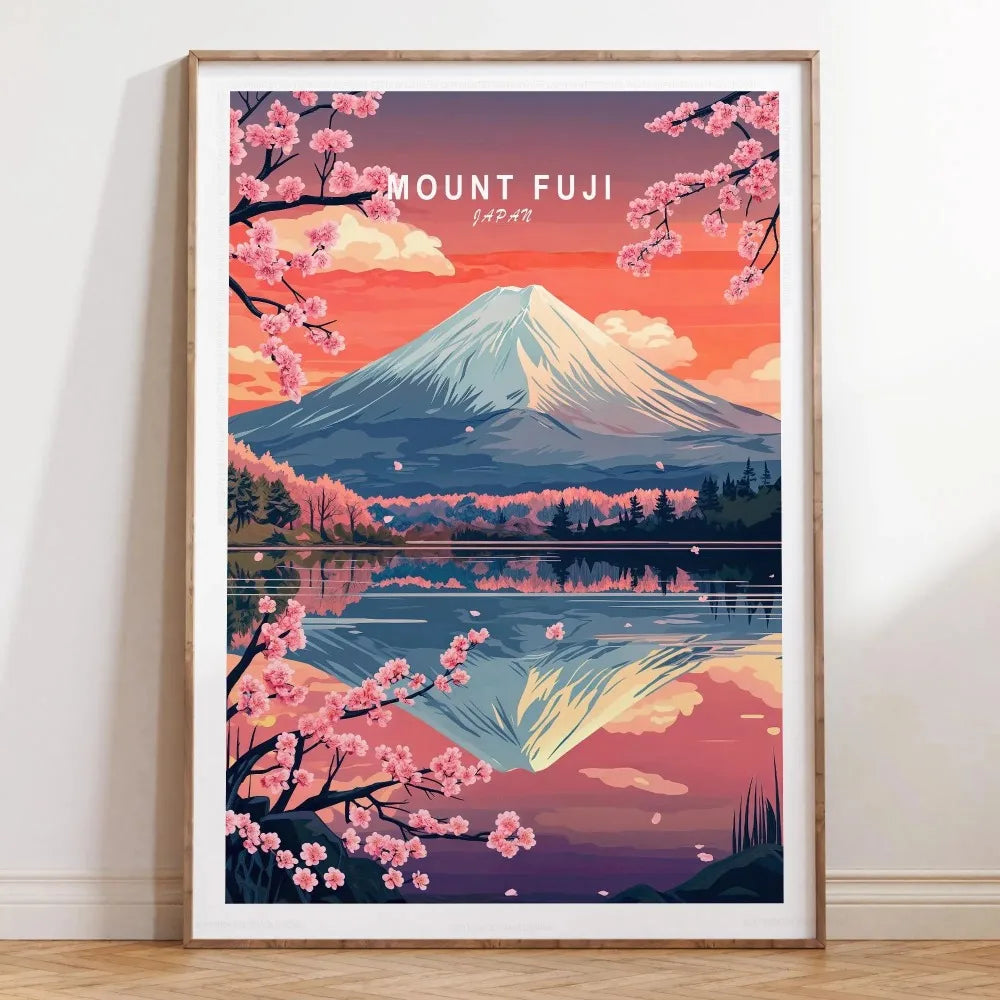 Japanese Mount Fuji Canvas Wall Art | Plum Blossom Wave Poster Canvas Wall Art Peaceful Pleasures Health and Wellness