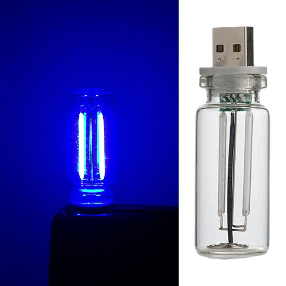 Car USB Night Light Touch control Dimmable LED Filament Lamp USB Plug and Play Decorative Atmosphere Light for Car Bedroom Peaceful Pleasures Health and Wellness Blue