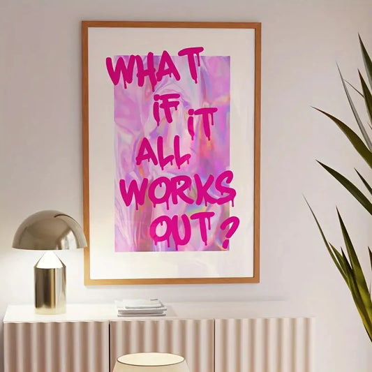 What If It All Works Out Wall Art Prints Canvas Painting Poster Picture For Living Bed Dining Kitchen Room Home Decor Peaceful Pleasures Health and Wellness G2651-1 30x40cm Black Frame