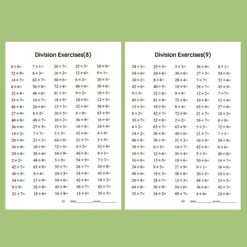 48 Pages Multiplication Division 99 Times Exercise Book Training