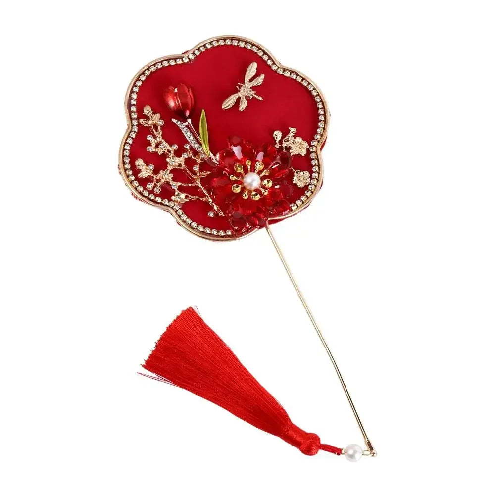 Vintage Chinese Silk Fan with Tassels & Pendant | Bridal Wedding