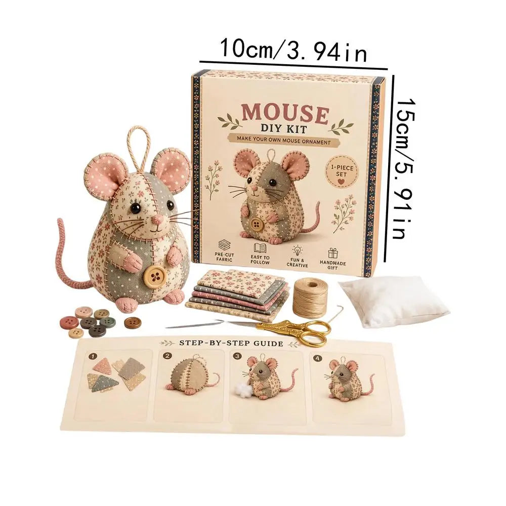 Patchwork Mouse DIY Sewing Kit – Floral Fabric Craft Set DIY Sewing Craft Kit Peaceful Pleasures Health and Wellness Style B