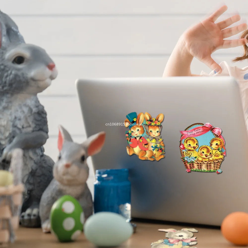 25Pcs/Set Cute Easter Bunny Eggs Stickers for Planner, Journal, Scrapbook, Phone and Laptop, DIY Card Making Craft Decoration Peaceful Pleasures Health and Wellness