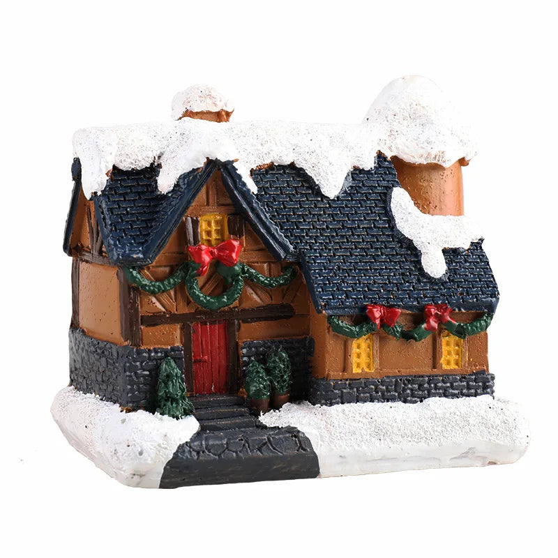 8 Styles Resin Christmas House Ornament Micro Landscape LED Light Xmas Village Decorative Party Home Decoration DC05 Peaceful Pleasures Health and Wellness H