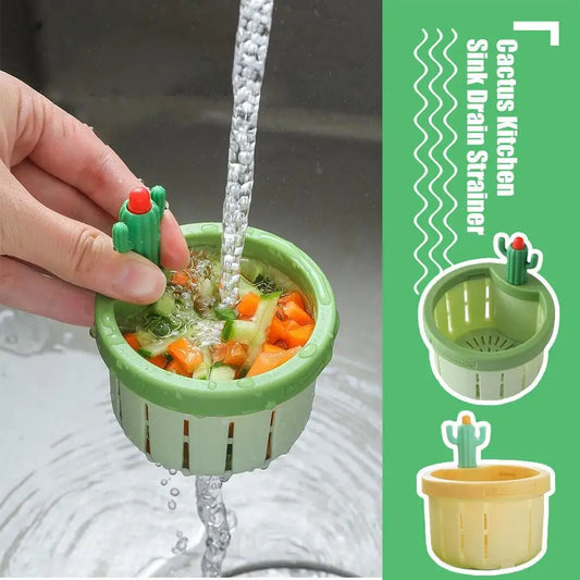 1／２pcs Cactus Sink Drain Strainer Press Automatic Dumping Basket Multi-functional Use Filter Net for Tub Kitchen Waste Collector Peaceful Pleasures Health and Wellness