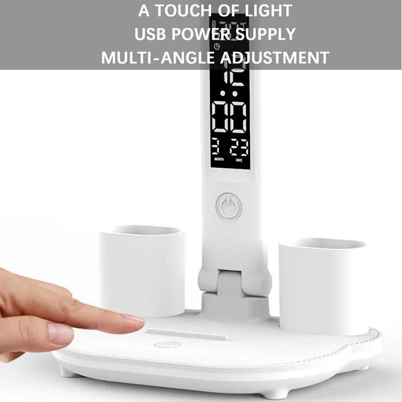 LED Desk Lamp with Fan, Pen Holder & 3 Light Modes – USB