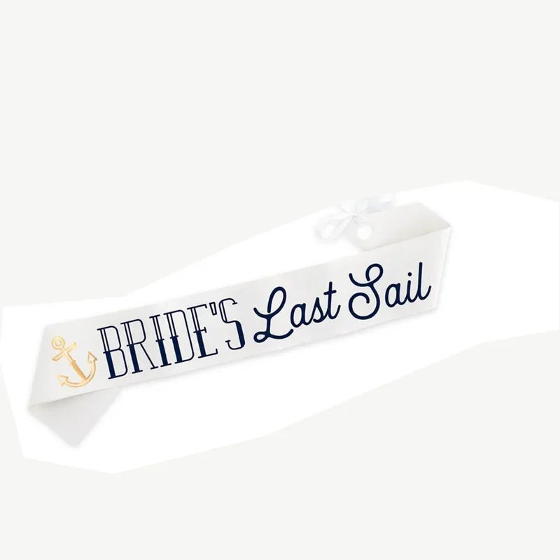 Nautical Bachelorette Sash & Veil | Last Sail Bridal Party Bachelorette Party Sash Peaceful Pleasures Health and Wellness sash