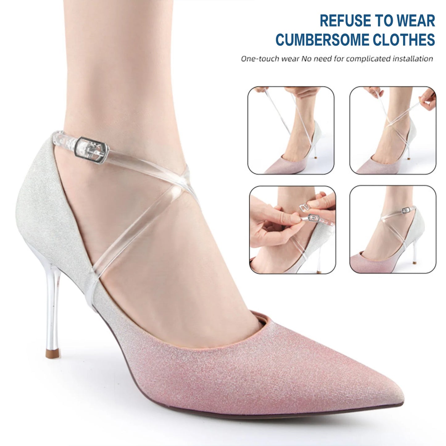 Women Heels Shoes Clear Bands Prevent Heel Drop Invisible Design for Outdoor Shopping And Party Events Peaceful Pleasures Health and Wellness