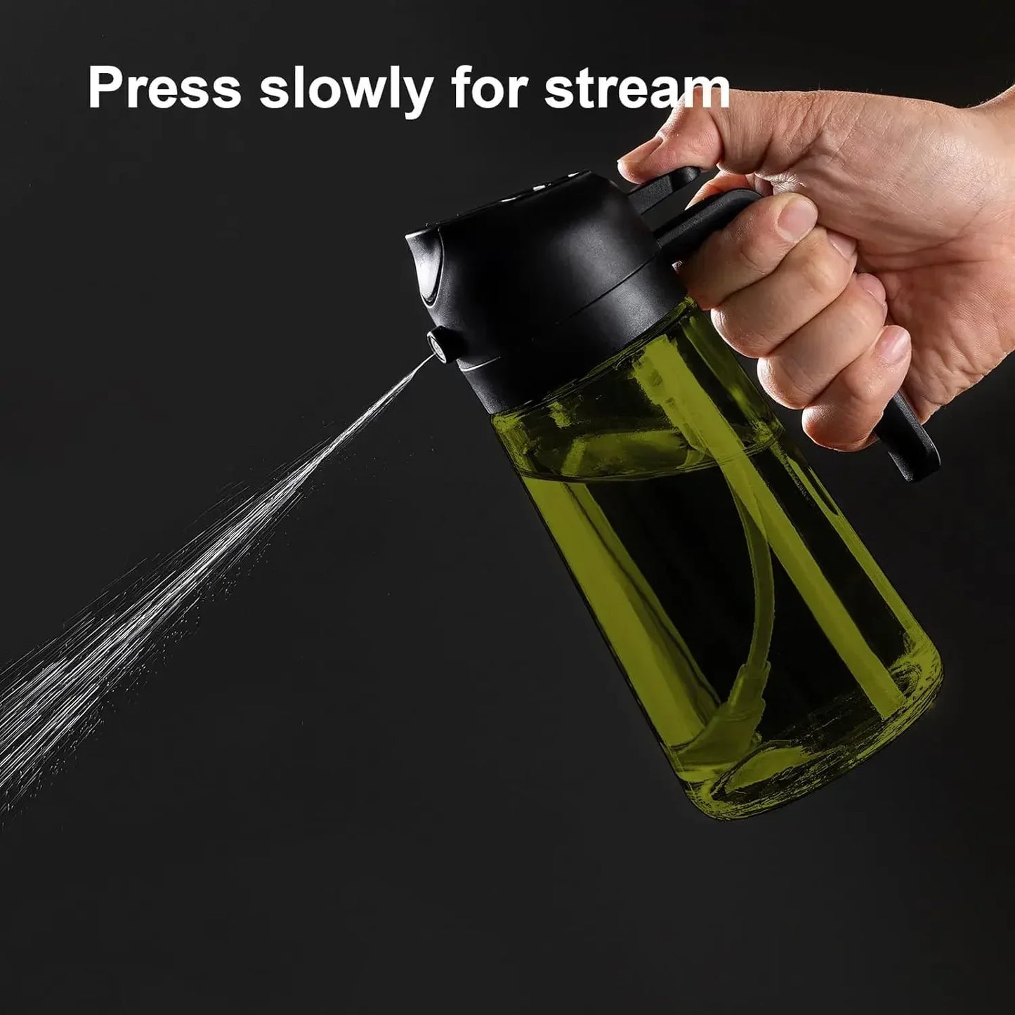 2-in-1 Dark Glass Olive Oil Sprayer & Dispenser – 500ml