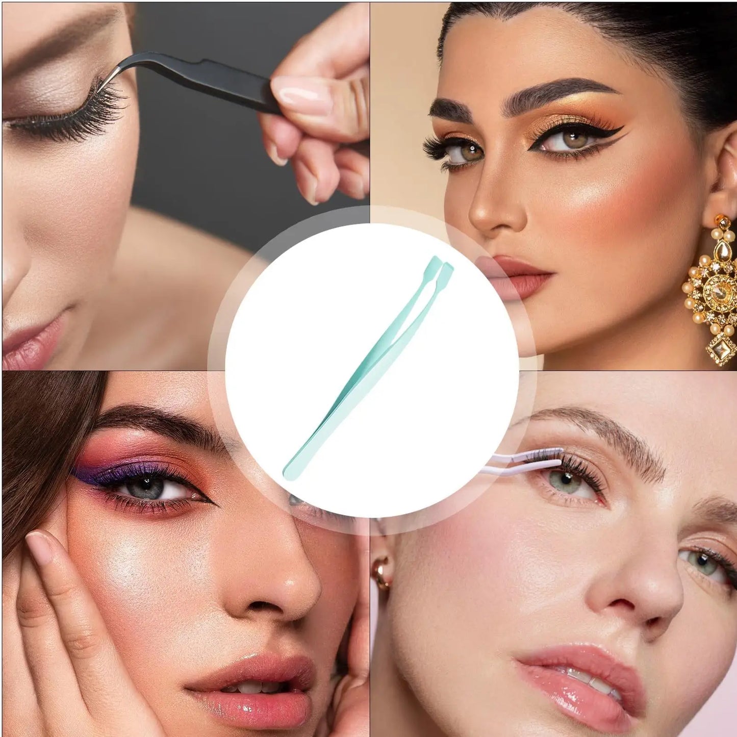 Stainless Steel Eyelash Cluster Applicator Tweezer Tool