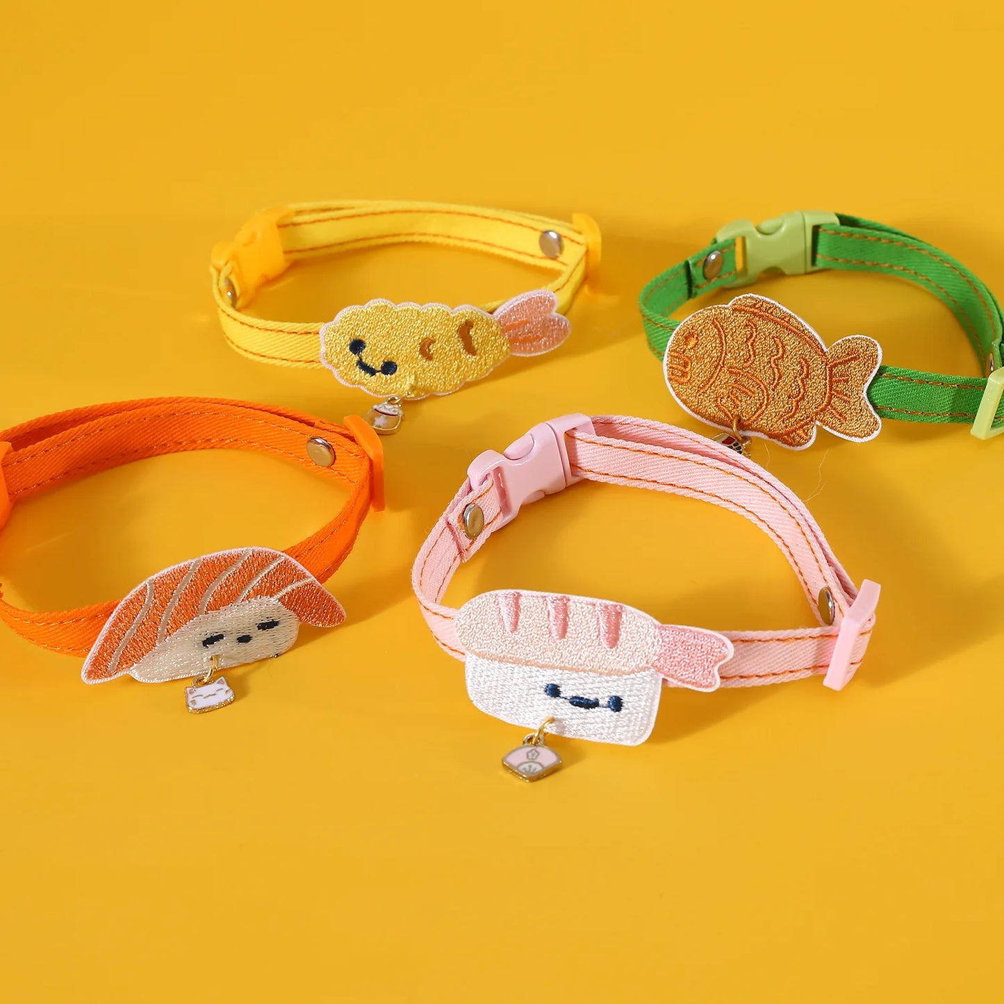 Sushi Embroidery Cat Collar – Adjustable Breakaway Safety Necklace