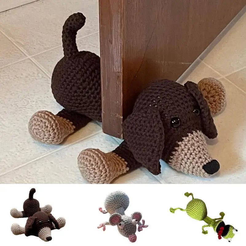 Cute Animal Crochet Door Stopper | Handmade Decorative Wedge Decorative Door Stopper Peaceful Pleasures Health and Wellness