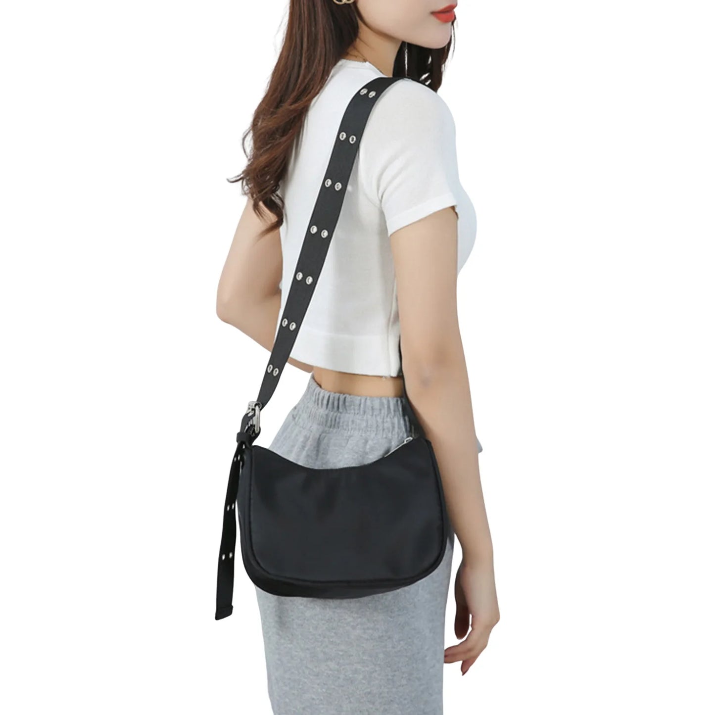 Jennie Style Women's Underarm Bag Small Designer Crossbody Shoulder Bag with Adjustable Strap for Daily Commute Peaceful Pleasures Health and Wellness black