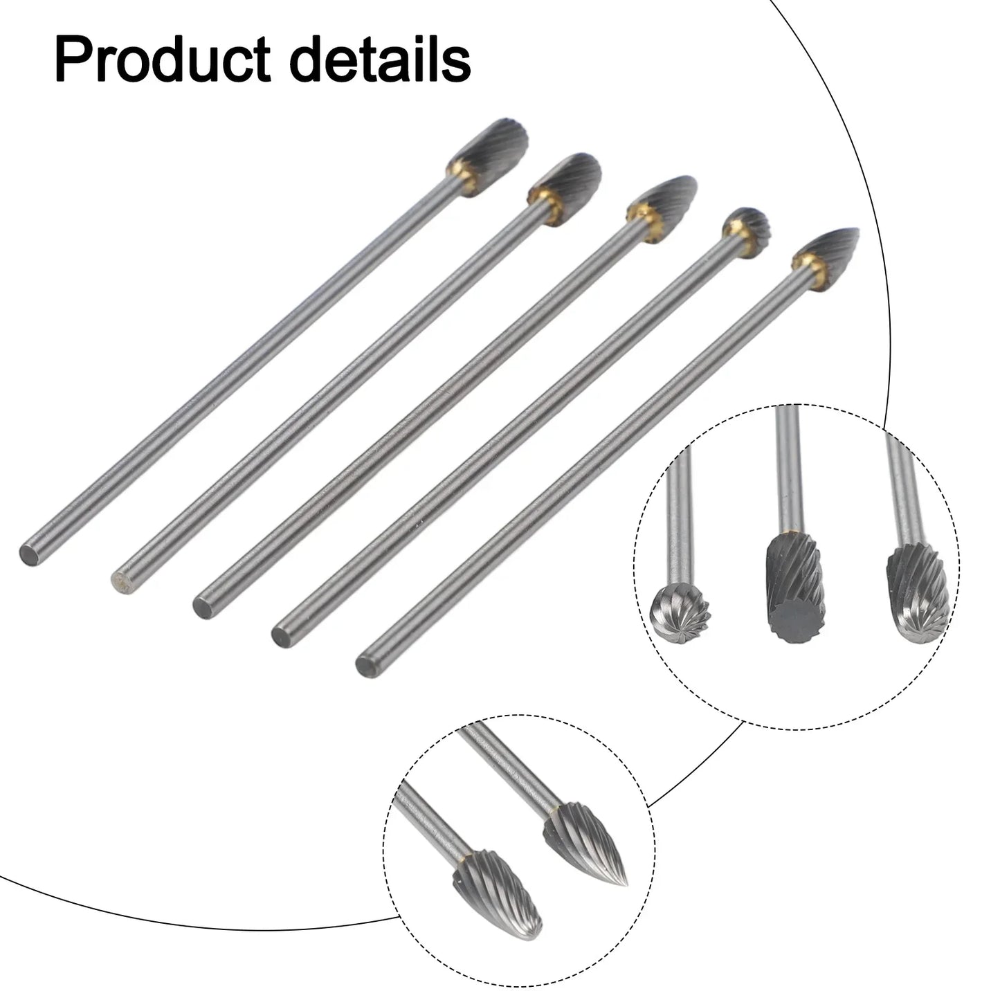 5pc Solid Carbide Rotary Burr Set – 3mm Shank Single Cut 100mm