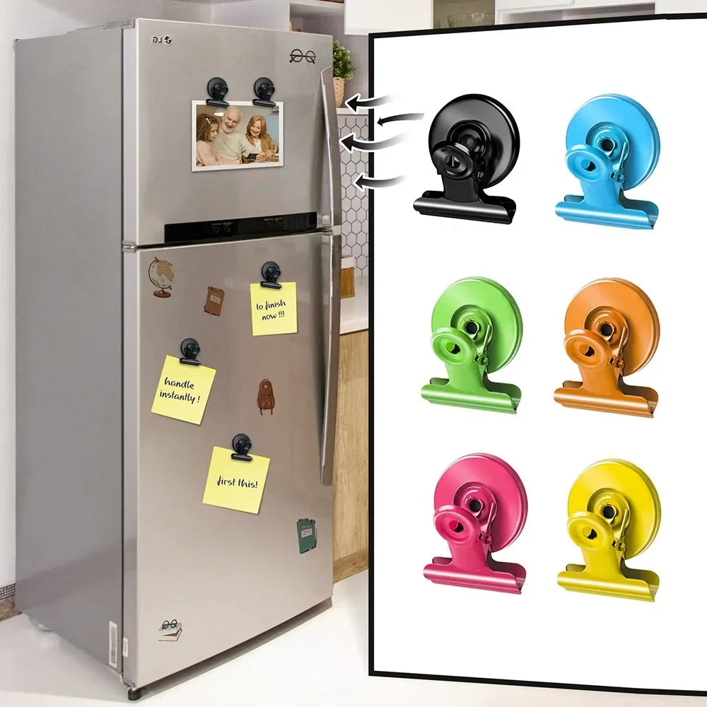 12-Pack Round Magnetic Bulldog Clips – Whiteboard & Home