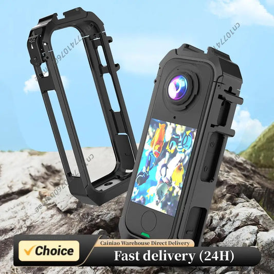Camera Cage Magnetic Quick Release Protective Case with 1/4 Threads Cold Shoe Mount Housing Case for Insta360 X4 Air Accessories Peaceful Pleasures Health and Wellness