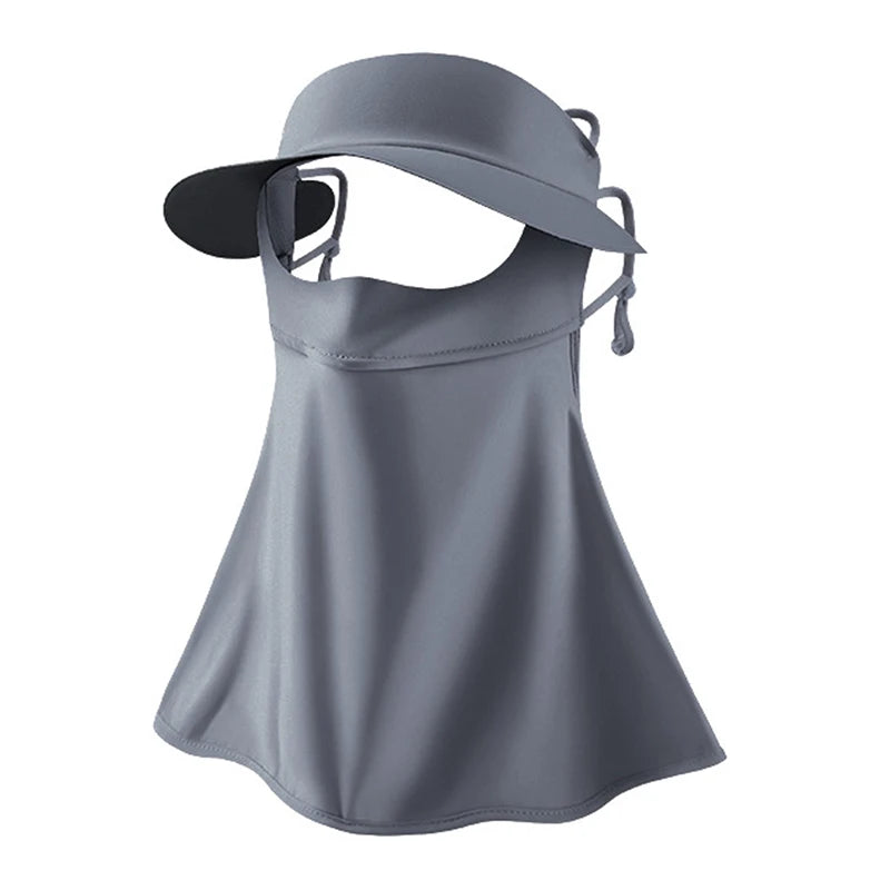 Full Face Sun-Protection Mask With Black Glue Brim Ice Silk Fabric UPF50+ For Outdoor Activities Peaceful Pleasures Health and Wellness Dark Grey